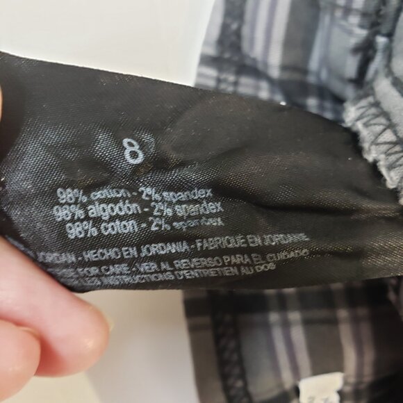 Nine West Black Plaid Heidi Pull On Skinny Pants womens size 8 Wide Waist Band - Picture 8 of 8